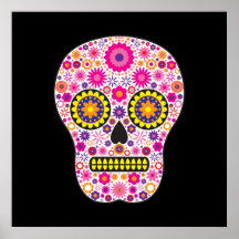 Crânio mexicano cor-de-rosa do açúcar poster