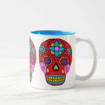Crânio mexicano do açúcar da arte popular canecas