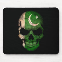 Crânio paquistanês da bandeira no preto mousepad