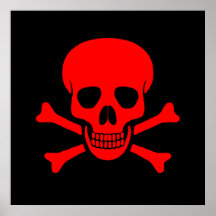 Crânio & poster vermelhos dos Crossbones