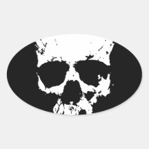 Crânio preto & branco adesivos oval