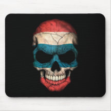 Crânio tailandês da bandeira no preto mouse pads