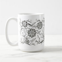 Crescimento floral, caneca de café abstrata