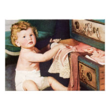 Criança bonito do vintage que faz uma confusão convite personalizados