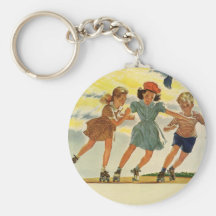 Crianças do vintage, patinagem de rolo do divertim chaveiros