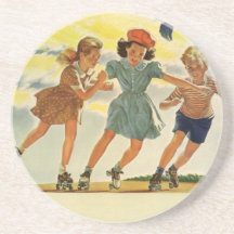 Crianças do vintage, patinagem de rolo do divertim porta copos
