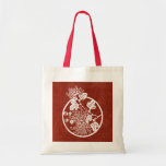Crisântemos chineses no vermelho - sacola bolsas de lona