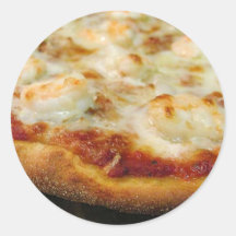 Crosta do queijo do camarão das pizzas adesivo redondo