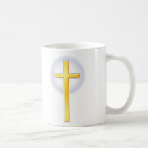 Cruz cristã no amarelo canecas