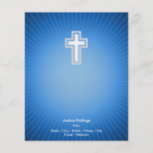 Cruz cristã no fundo azul panfletos personalizados