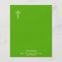 Cruz cristã no fundo verde panfletos personalizados