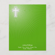 Cruz cristã no fundo verde panfleto personalizado