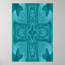 Cruz de madeira abstrata do azul impressão