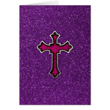 Cruz do brilho do roxo e do rosa cartoes