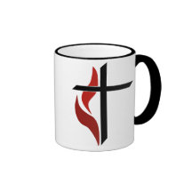 Cruz flamejante caneca