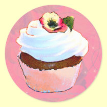 Cupcake com etiquetas do design da arte do amor pe adesivos
