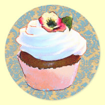 Cupcake com etiquetas do design da arte do amor pe adesivos
