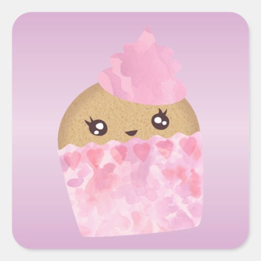 Cupcake cor-de-rosa adesivo