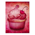 Cupcake cor-de-rosa de Paisley Cartão Postal