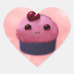 Cupcake da cereja adesivo de coração