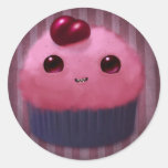 Cupcake da cereja adesivos em formato redondos