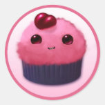 Cupcake da cereja adesivos em formato redondos