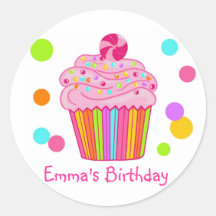 Cupcake da surpresa dos doces adesivos em formato redondos