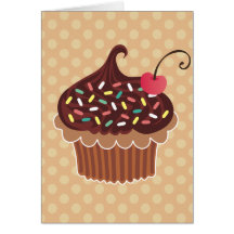 Cupcake do chocolate & da cereja cartão