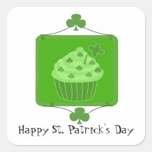 Cupcake do dia de St Patrick Adesivo Quadrado