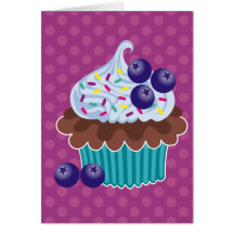 Cupcake do mirtilo cartões
