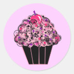 Cupcake lunático adesivo em formato redondo
