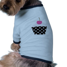 Cupcake preto e branco das bolinhas com cereja cor roupas para pets