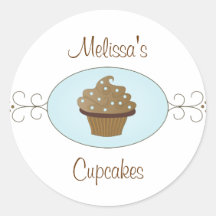 Cupcakes extravagantes do azul adesivo em formato redondo