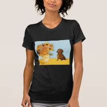 Dachshund (brown1) - girassóis camisetas