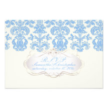 Damasco azul de Isabella do wedgewood do rsvp de P Convites