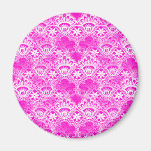 Damasco branco fúcsia feminino do laço do rosa que imã de refrigerador