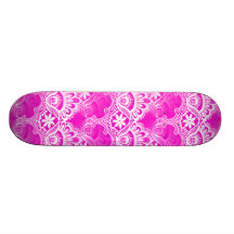 Damasco branco fúcsia feminino do laço do rosa que skate boards