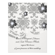 damasco branco preto formal ornamentado convites personalizado