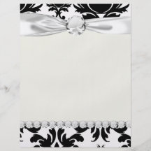 damasco branco preto formal ornamentado panfletos personalizados