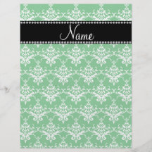 Damasco branco verde conhecido personalizado panfletos personalizados