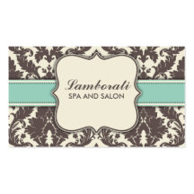 Damasco Brown moderno elegante floral bege e verde Modelos Cartões De Visitas