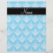 Damasco conhecido personalizado do branco dos azul panfletos personalizado
