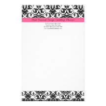 Damasco cor-de-rosa do Victorian e branco fúcsia Papelaria