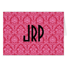 Damasco cor-de-rosa Monogrammed Cartoes