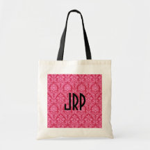 Damasco cor-de-rosa Monogrammed Bolsas Para Compras