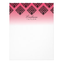 damasco cor-de-rosa & preto da paixão 311-Emiliana Papéis De Carta Personalizados