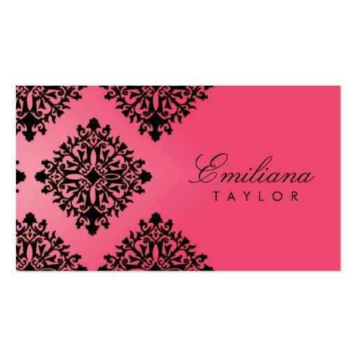 Damasco cor-de-rosa & preto da paixão de 311 Emili Modelos Cartões De Visita