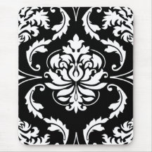 Damasco do diamante no branco no preto mouse pad