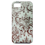 Damasco do vintage do chocolate do Aqua iPhone 5 Capas