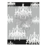 damasco elegante do branco do preto do candelabro cartão postal